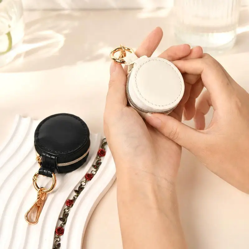 New Mini Jewelry Box Keychain Anti-lost Semi-circular Portable Ring Earring Storage Box for Outdoor Activities