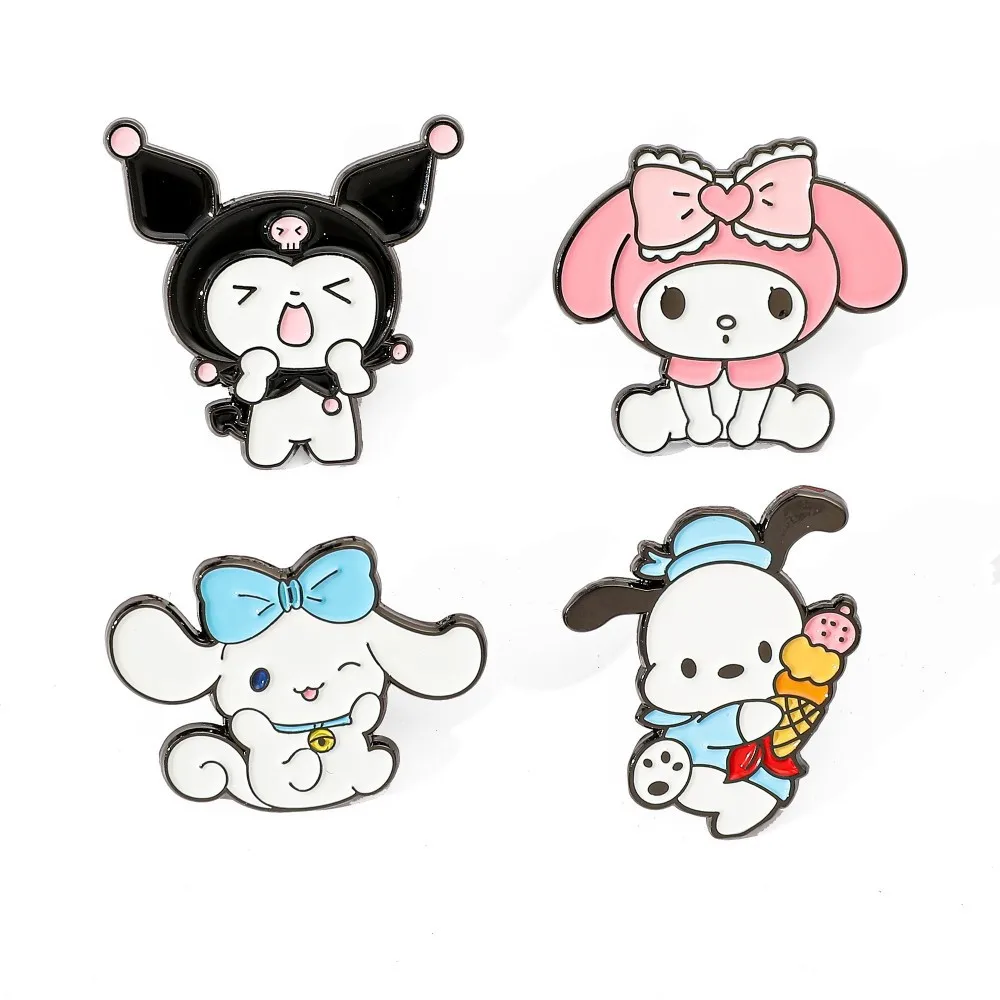 Japanese Cartoon Cute Sanrio Metal Medallion Pacha Dog Meltikulomi Big-Eared Dog Brooch Accessory Pins