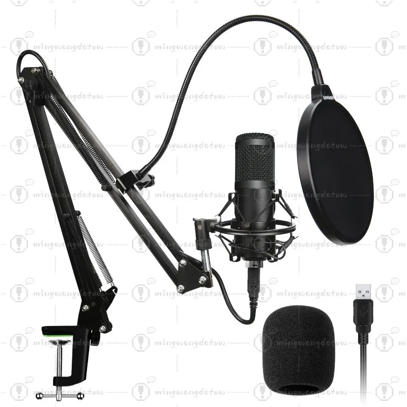 BM800 Condenser Microphone Live Recording Set USB High-Definition Sound Correction Microphone Sound Card for Computer Live