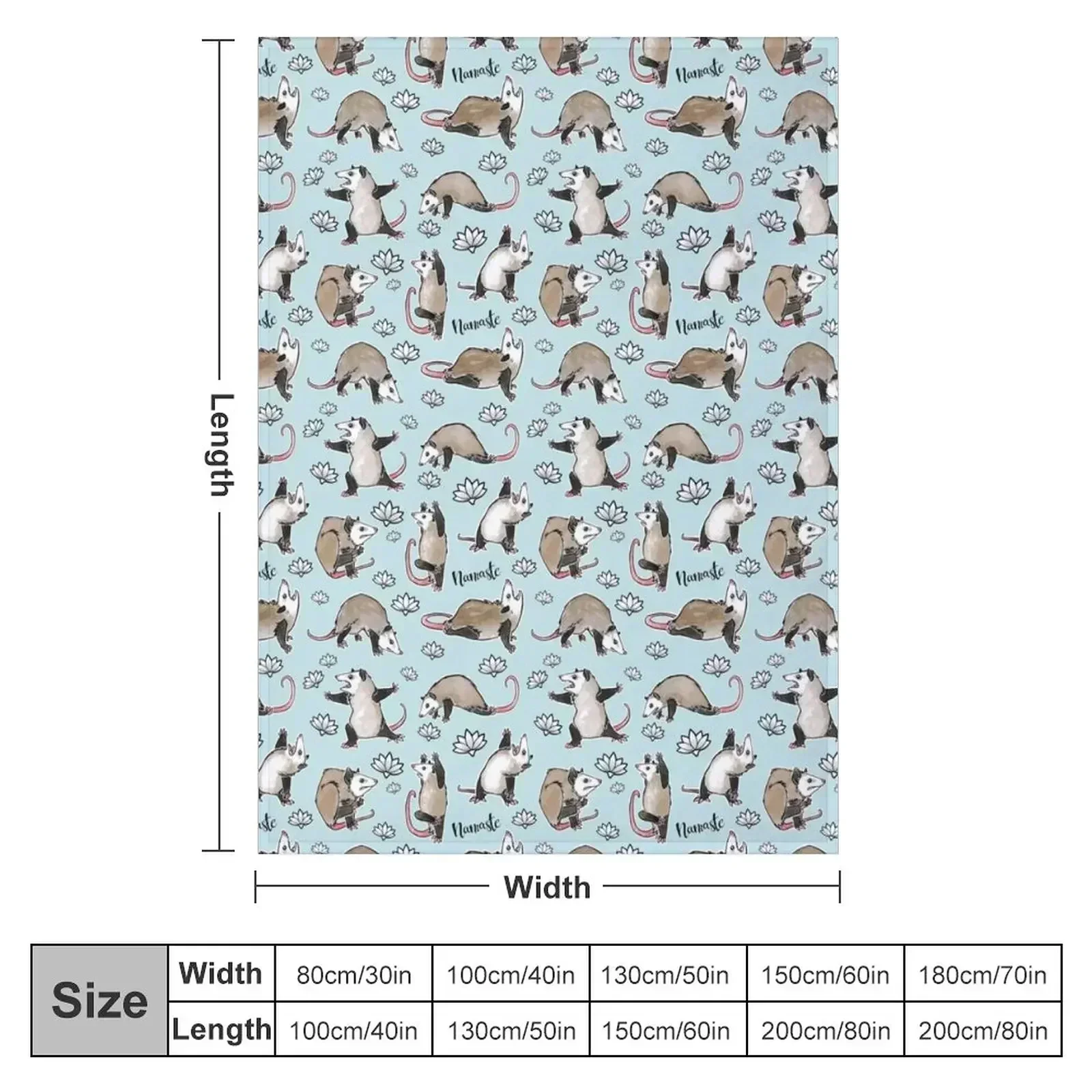 Awesome Possum | Possum Yoga Postures, aqua Throw Blanket Shaggy Nap Sofa Quilt Picnic Blankets