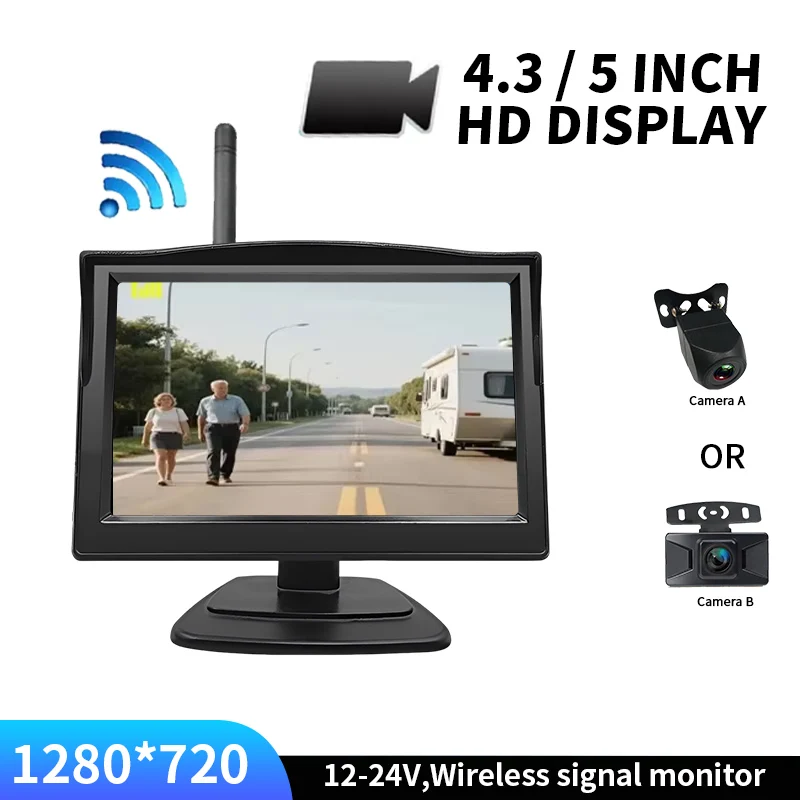 Easy Installation Wireless 4.3/5Inch Rear View Camera Monitor Screen Reversing Camera for Car Parking System Camera for Vehicle