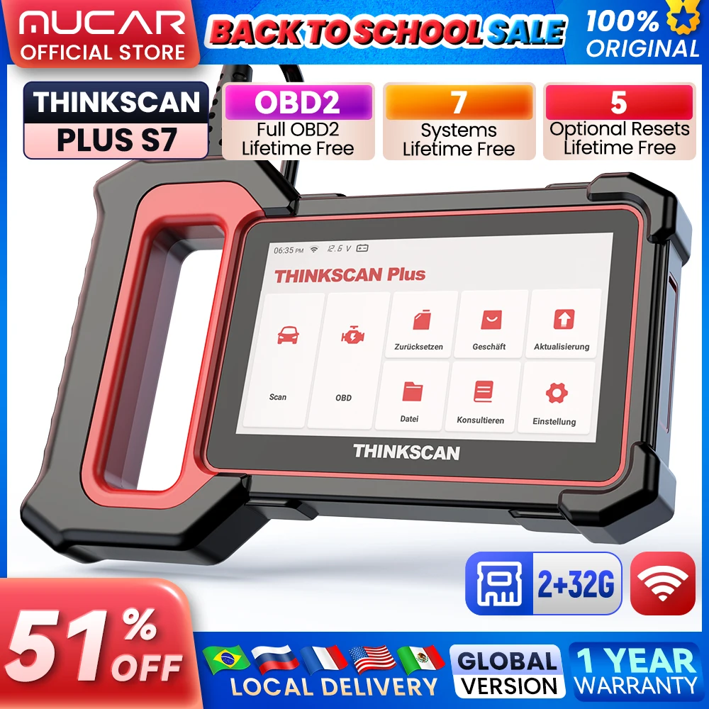 THINKSCAN PLUS S4/S6/S7 OBD2 Auto Diagnose Werkzeuge Multi System Scan ABS SRS ECM TCM BCM IC AC Reset Code Reader Auto Scanner