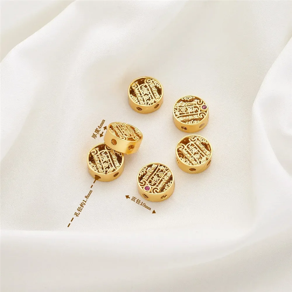 

14K Gold Color Five-way God of Wealth Porous Hollow Bead-separated Transfer Bead DIY Bracelet with Bead Jewelry Accessories