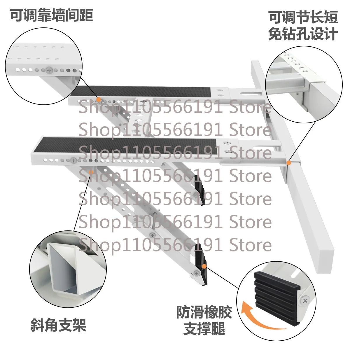 Heavy Duty Foldable AC Bracket - Universal Wall Mount for Window Air Conditioner, Max Load 200kg