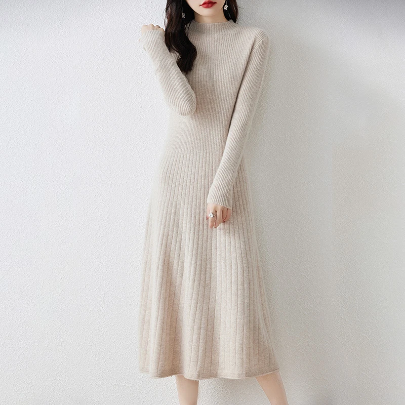 

New Mid-length Solid Casual Versatile Bottoming Sweater Spring Autumn Women's Knitted Dress Winter Loose Female Pullover 2026