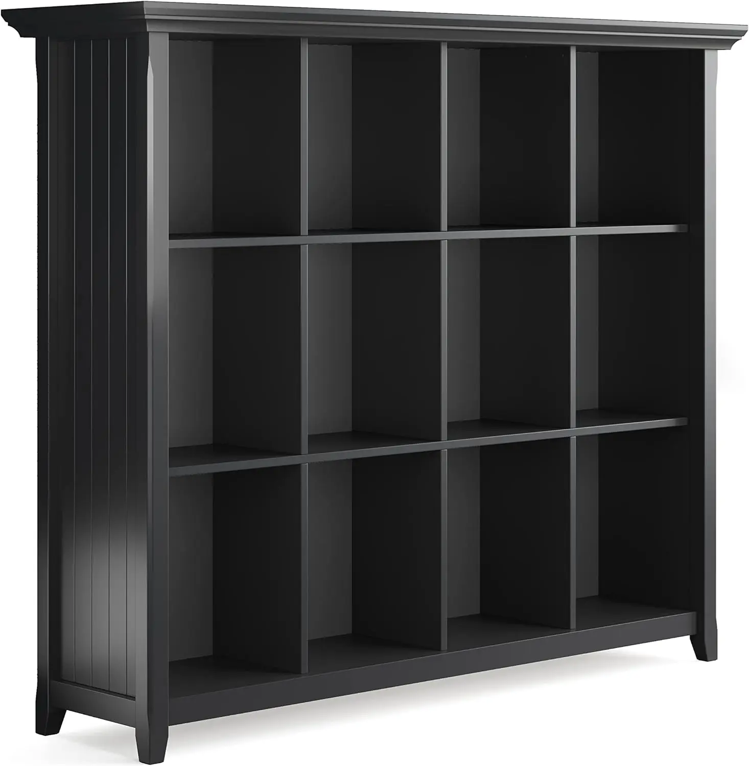 

Acadian Solid Wood 57 Inch Transitional 12 Cube Storage In Black, For The Living Room, Study Room And Office