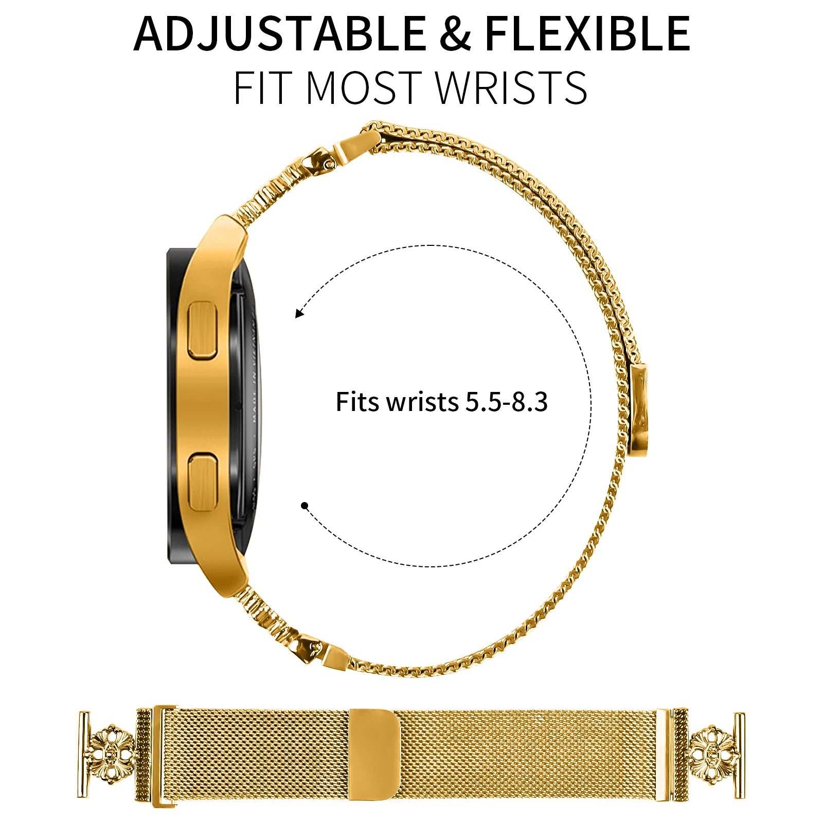 Stainless Steel Magnetic Mesh Strap For Samsung Galaxy watch 7 Active2 20mm Bracelet Huawei magic2  GT3   GT2 42MM Watchbands
