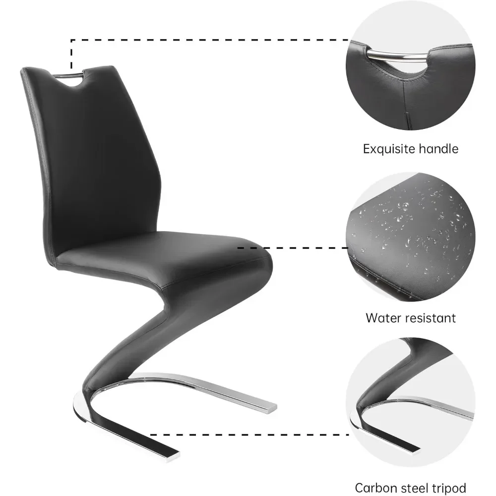 Jídelní armless chairs sada z 4vedení čalouněné strana chairs s PU kůže polštářek Seat a sturdy kov nohama moderní kuchyň chairs