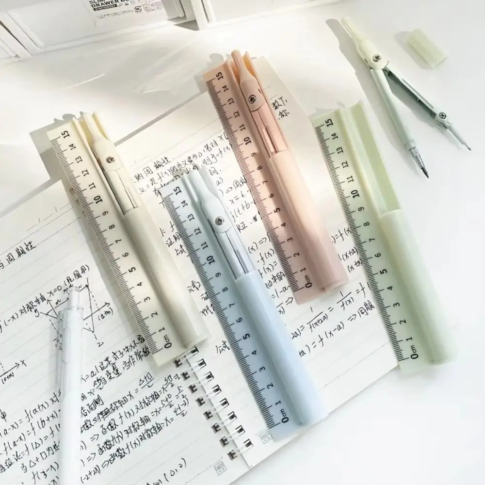 3-in-1 Kompass-Stift für Studenten, Prüfung und Zeichnen, Multifunktionaler Ingenieur-Zirkel und Lineal-Set, Zeichenwerkzeuge