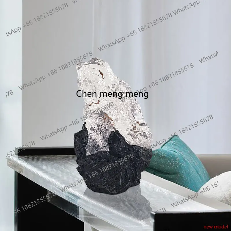 H178H178Simple modern transparent resin fiberglass stone sculpture ornament hotel living room