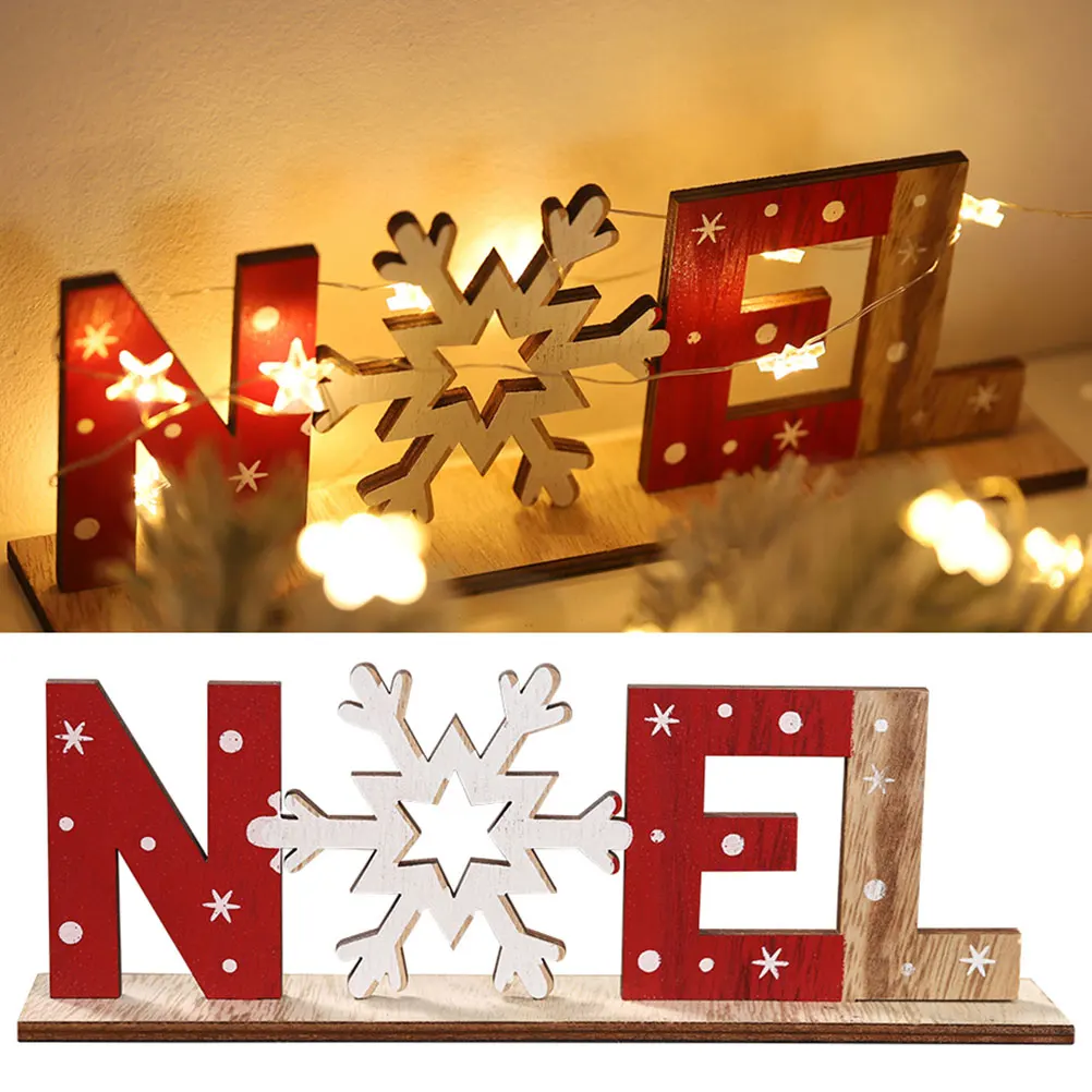 

2pcs Christmas Noel Wood Sign Wooden Letter Ornaments Rustic Holiday Decor Tabletop Xmas Desktop Ornament Home Family