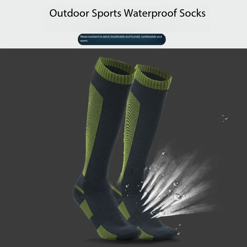 Outdoor Waterproof Socks For Mid To High Pole Skiing, Cycling, Fishing, Camping, Upstream Wading, Warm Breathable Socks