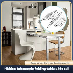 Aluminum Alloy Telescopic Dining Table Slide Hidden Folding Rail Bearing 120kg Flat Push Hardware Table Rail Multi-function Rail