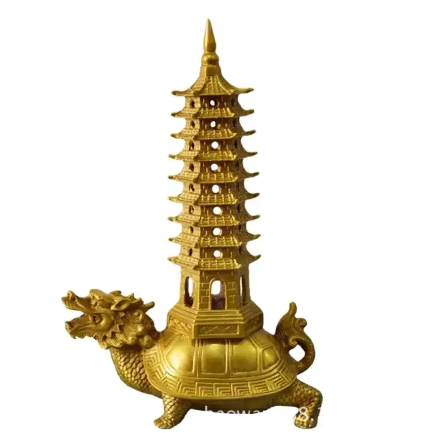 Pure brass dragon turtle Wenchang Tower, 9th floor, 9th floor, desk, foyer, office, living room, home, turtle tower ornaments,