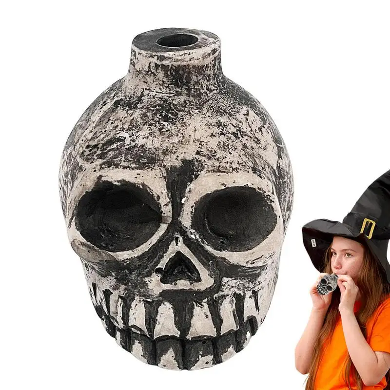 Aztec Death Whistle Worlds Loudest Whistle Portable Skull Spooky Whistle Ceramic Crow Whistle Weird Instruments for Halloween