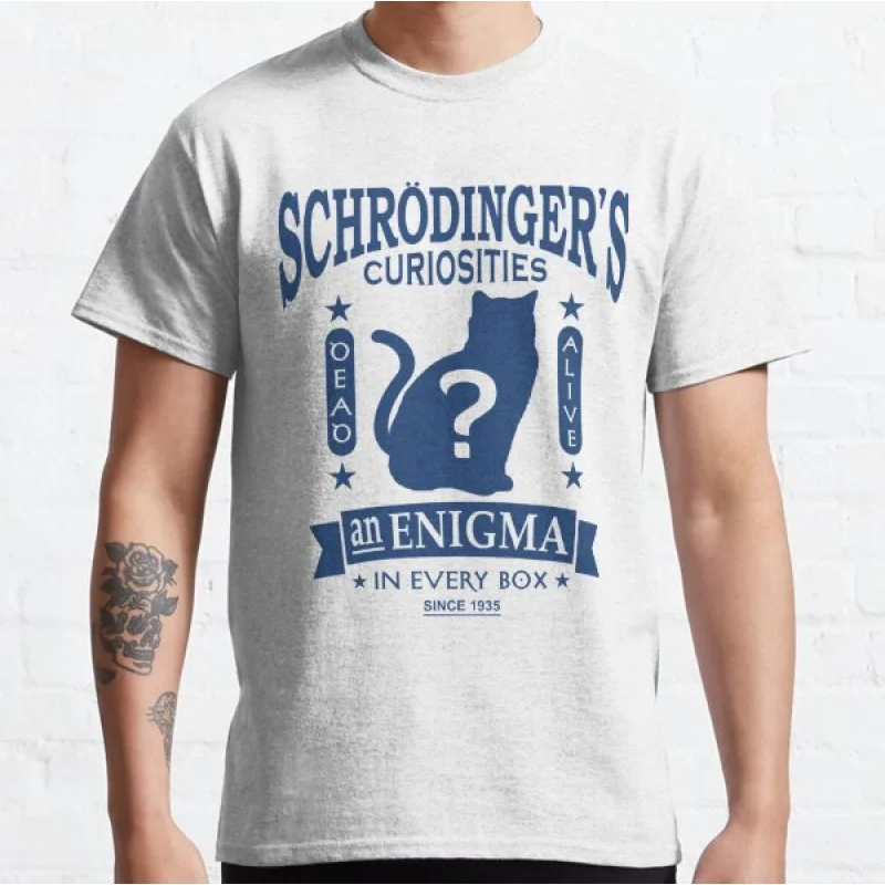 

Schrodinger's Cat Gitf t shirt for men Vintage Quantum Mechanics Paradox Geek Graphic clothes All size Tops S-6XL
