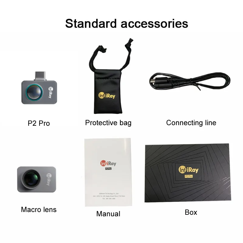 Câmera térmica InfiRay P2 PRO 256x192 Termovisor com lente Marco para visão noturna e testes para celular