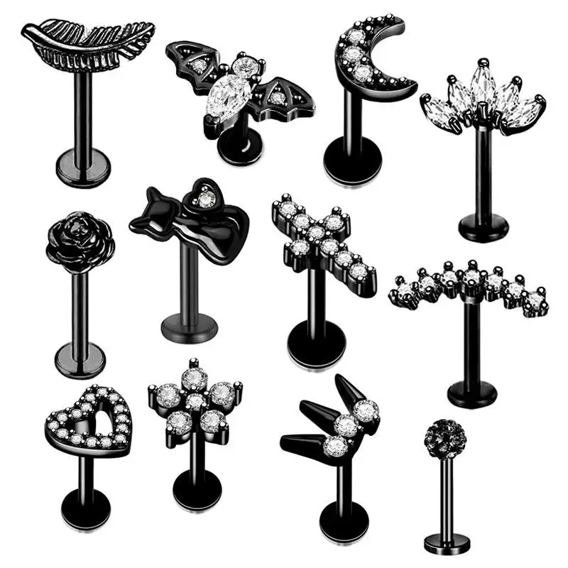 قضبان ثقب لسان من الفولاذ المقاوم للصدأ للرجال والنساء ، مجوهرات ثقب الجسم بالزيت بالتنقيط ، 1 صانعة