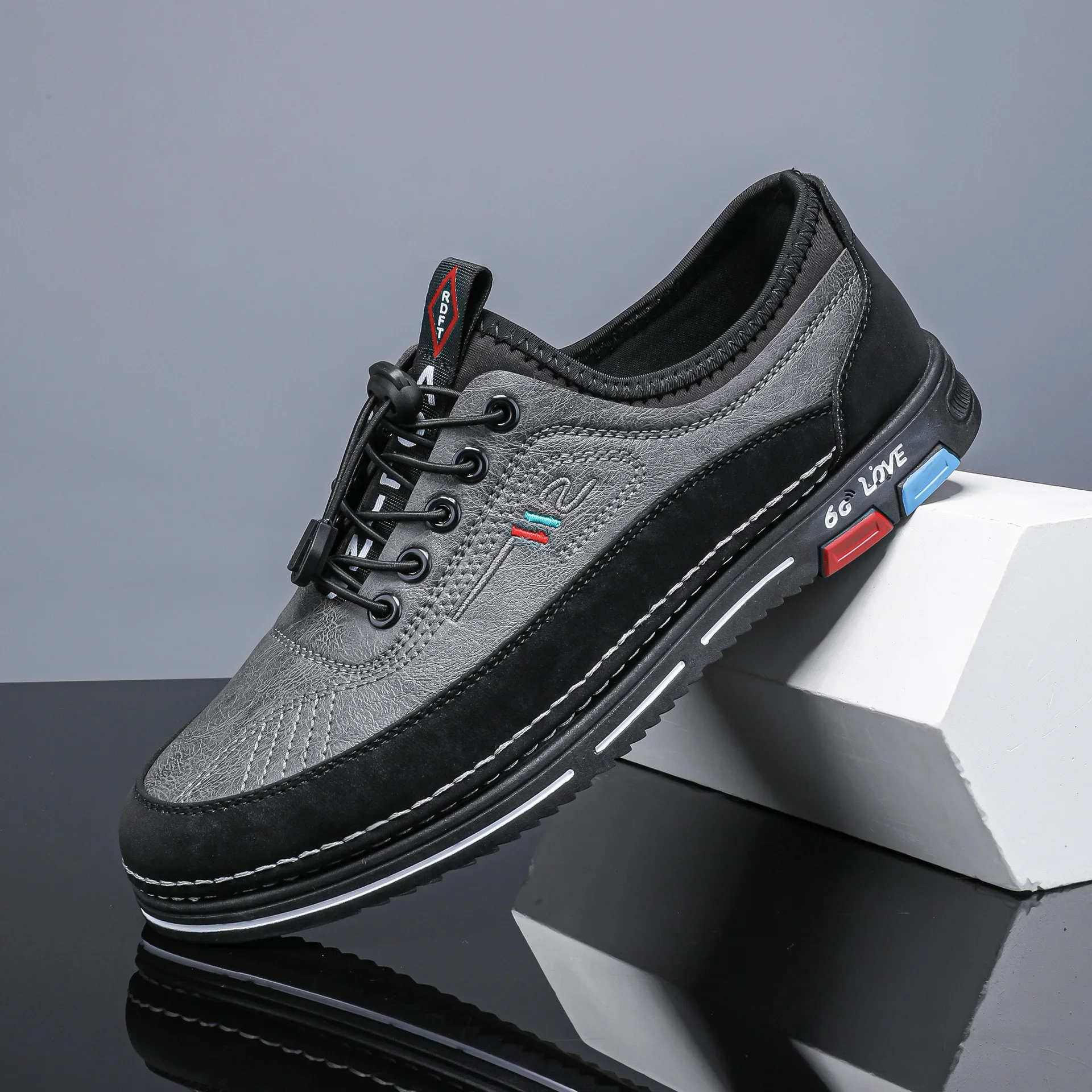 

Pop Big Size 47 48New Men's Leather Moccasins Lace-Up Business Casual Shoes Comfortable Breathable Soft Sole & Upper Office Foot