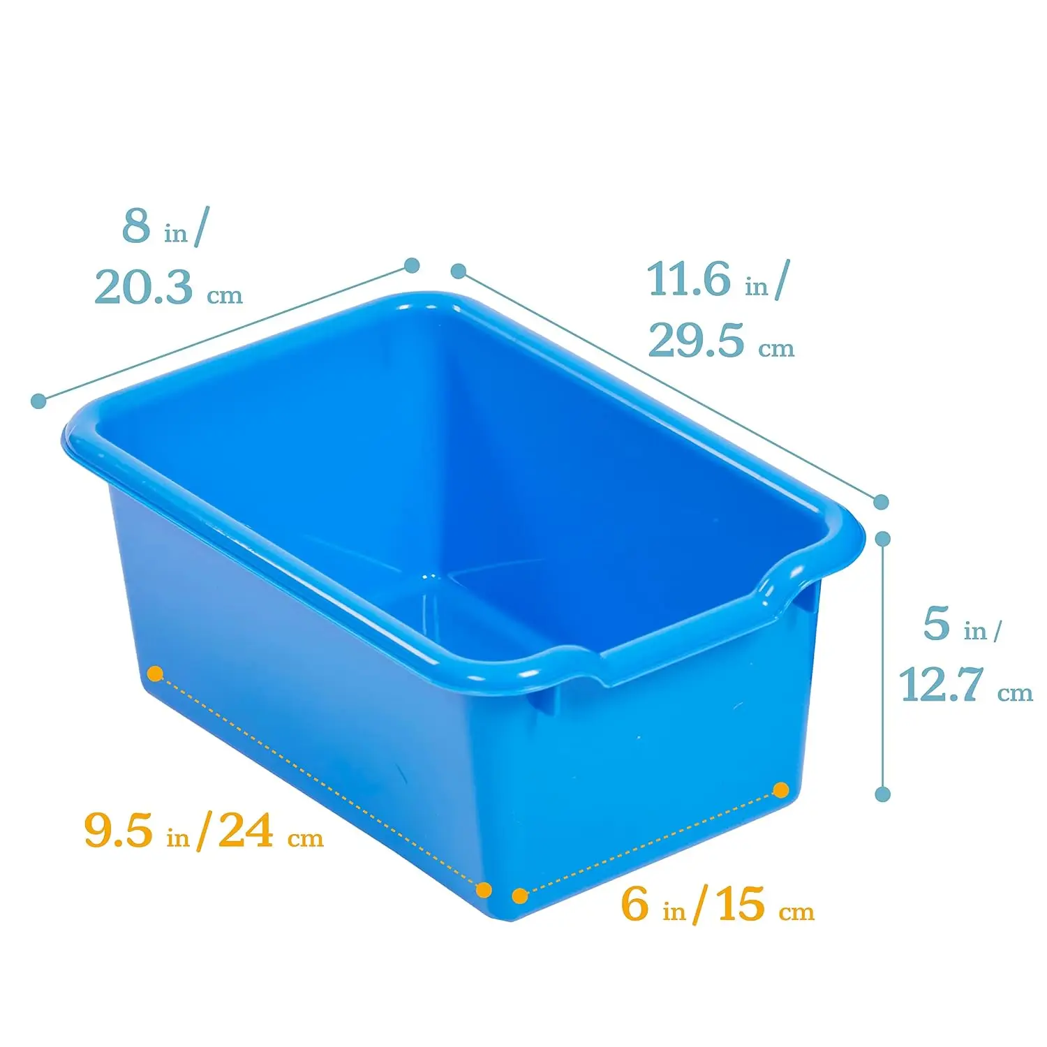 25-Piece Scoop Front Storage Bins Set with Easy-Grasp Handle, Stackable & Nesting Durable Plastic Organization Bins for Classroom, Home, Arts and Crafts, STEAM, Snacks and Tools