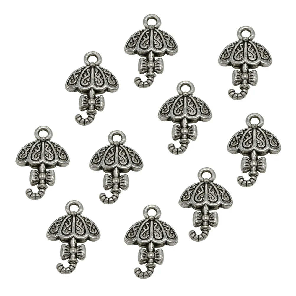 

50pcs Butterfly Knot Umbrella Pendant Charm Alloy Silver Diy Jewelry Making Accessory For Necklace Bracelet Keychain