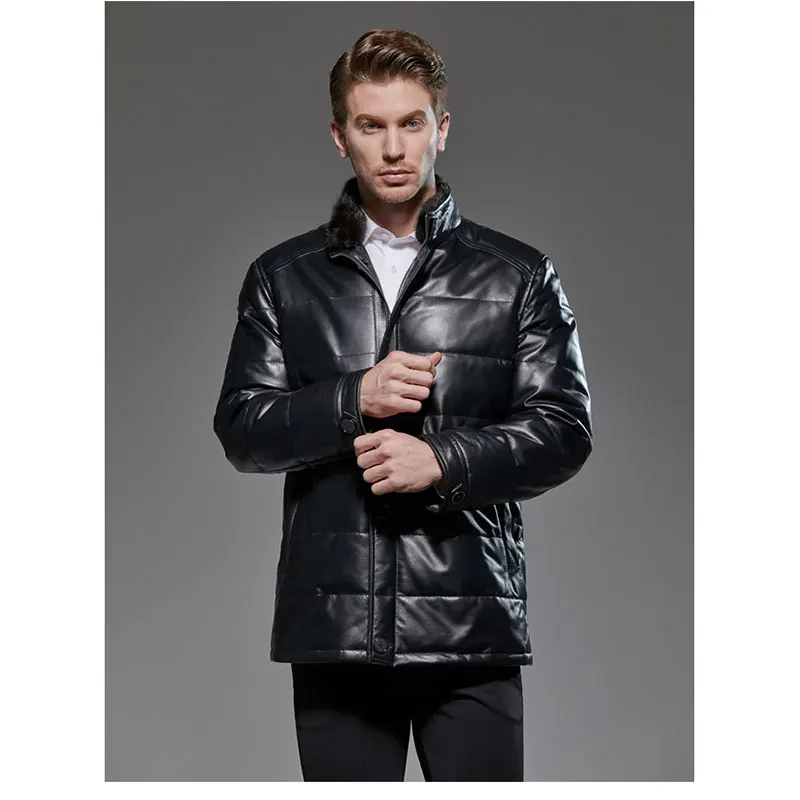 

Men Leather Down Coat Genuine Sheepskin Jacket Winter jacket Black/Brown DK075 8XL 9XL