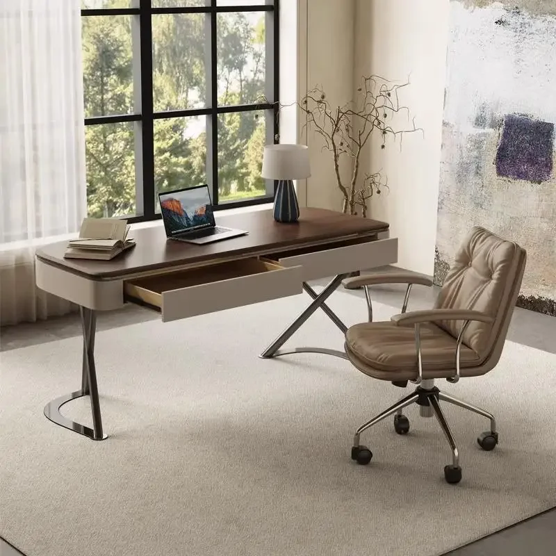 

Italian Minimalism Office Desks Living Room Solid Modern Wood Designers Office Desks Luxury Office Furniture Bureau Chambre FYOD