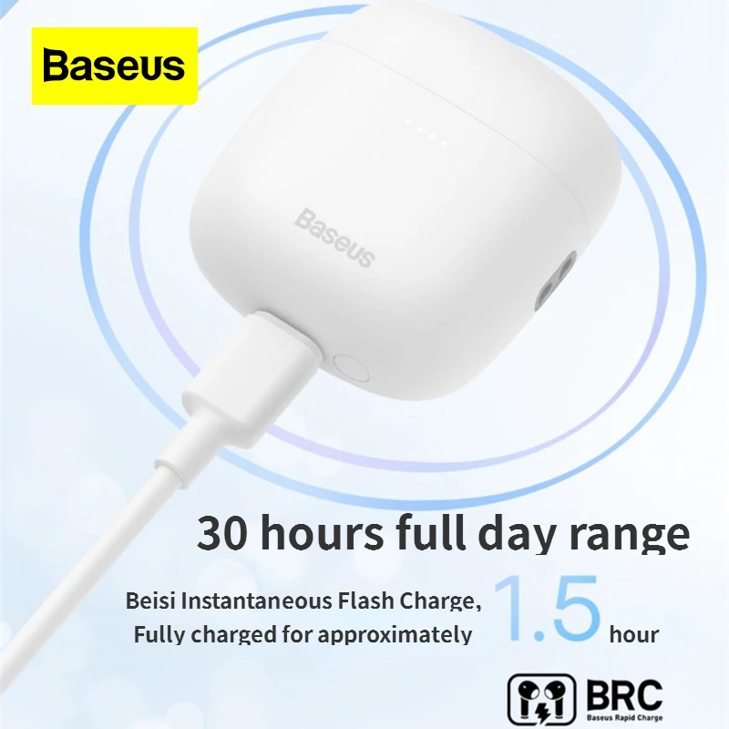 Baseus W04 Intelligent Call Noise Reduction Earphone for Sport TWS Wireless Bluetooth IP5X Waterproof High Fidelity Game Headset