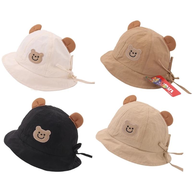 Unisex Sun Hat with Bear Ears Breathable Outdoor Baby Bucket Hat Easy to Carry Breathable Hat Lightweight Hat for Kids