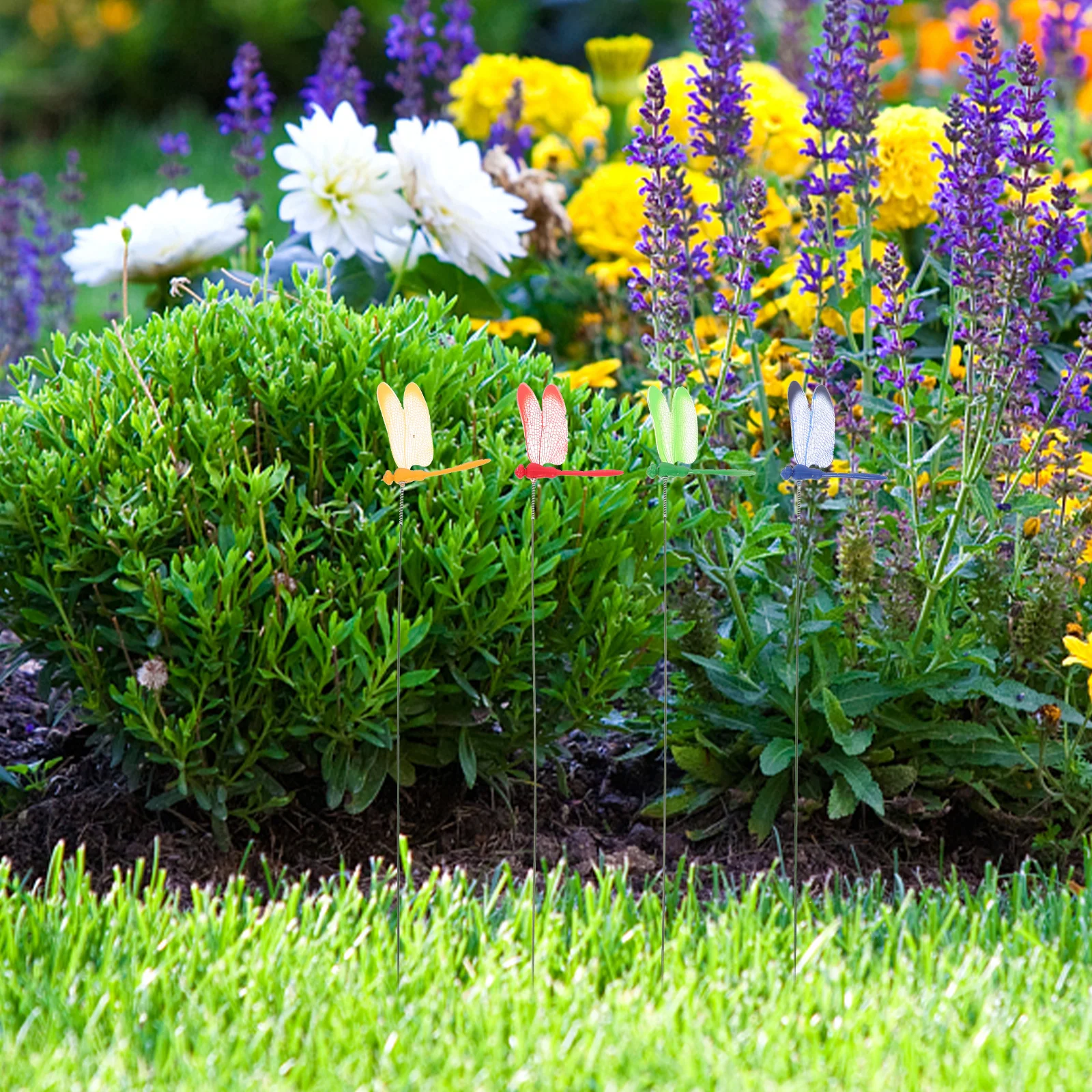 

24pcs Simulation Dragonfly Garden Stakes Realistic Lifelike Decorative Yard Figures Outdoor Plant Pot Picks For Bonsai Fairy