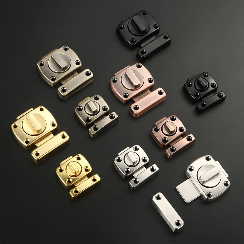 Non-Perforated Latch Wooden Door Lock, Anti-Theft Thickened Zinc Alloy Door Buckle, Rotating Small Open-Fitting Latch