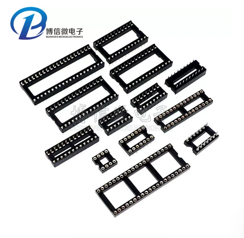 10PCS 8pin/14Pin/16pin/18pin/20pin/24pin/28pin/32pin/40pin Adaptor Solder type/round 8P 2.54mm Ic Socket 8 PIN Dip Ic Sockets