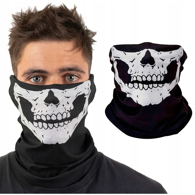 Halloween Mask Horror Skull Chin Mask Scarf Outdoor Motorcycle Multi Use Neck Warmer Suitable For Riding/ Halloween Show Parties