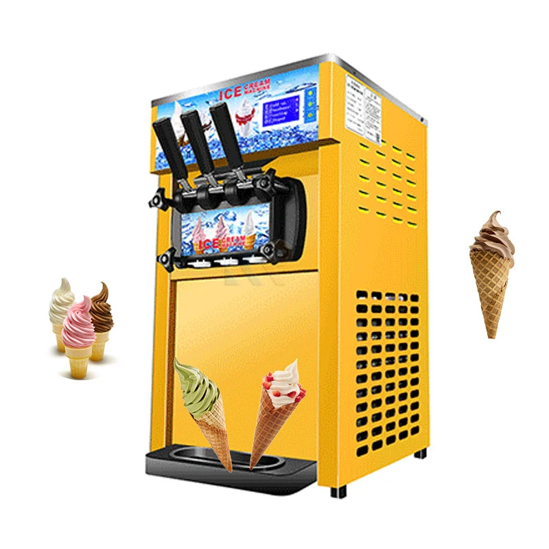 New Arrival Mini Soft Serve Ice Cream Vending Machine 3 Flavors 1200W Table Top Ice Cream Roll Maker