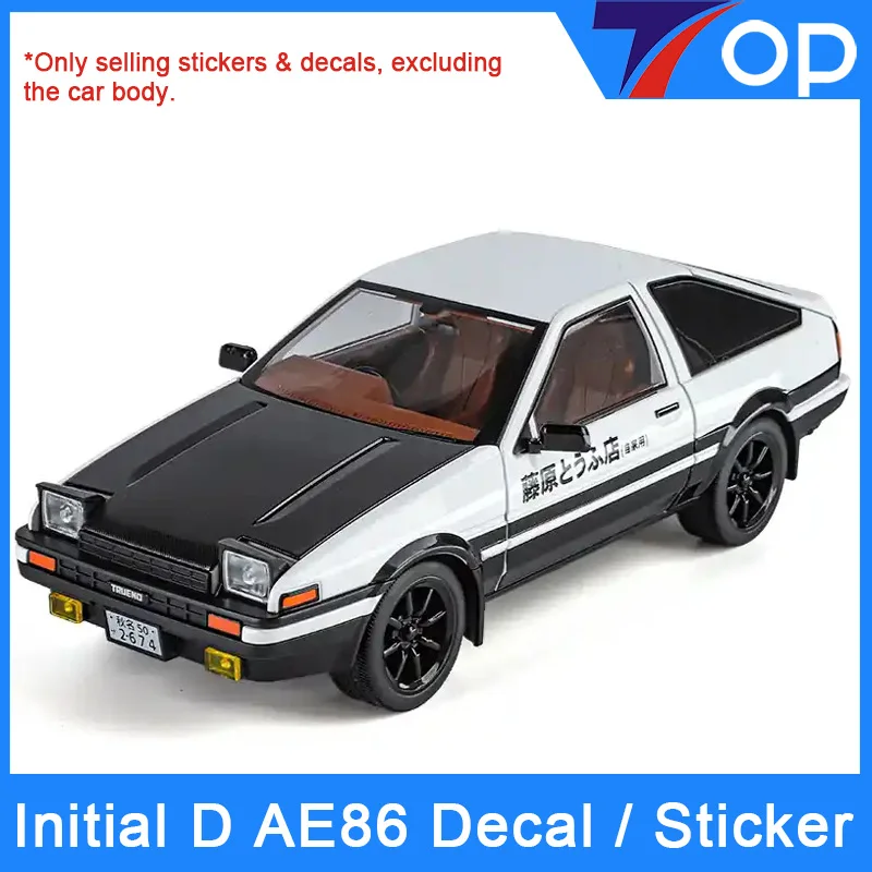 1/10 1/24 1/28 Initial D AE86 Fujiwara Tōfu Ten RC Remote Control Racing Car Decal Sticker Label Itasha Car Body Upgrade