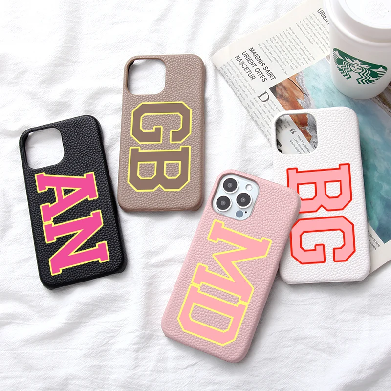 Кожаный чехол для телефона с инициалами и буквами, персонализированный под заказ, для iphone 13 12 11 Pro Max X XS XR 7 8 Plus, роскошный чехол