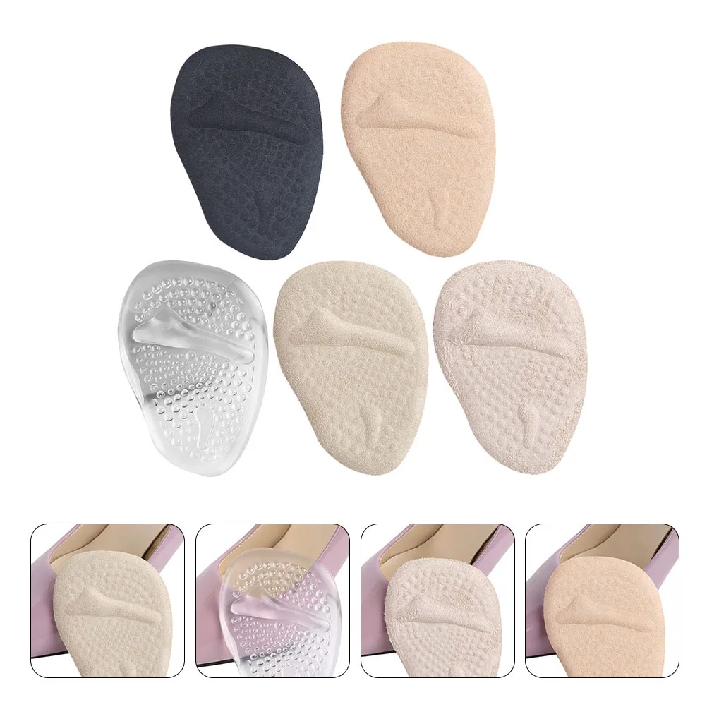 

5 Pairs Half Size Pad Forefoot Gel Insoles Non Slip Cushions Shoe Filler Soft Fabric Anti S Absorption Comfortably Reduces