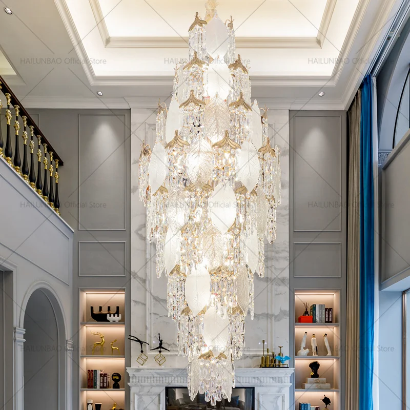 

Duplex Large Chandelier Living Room Lamp Villa Light Luxury Crystal Chandelier Postmodern High Staircase Chandelier 2025 New Hot