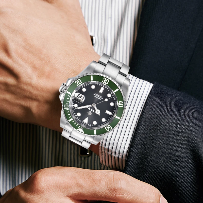 TERAMI Ceramic Bezel ​Mechanical Watch Luxury Sapphire Crystal NH35 Waterproof Mens Wristwatch Auto Date 3C Lume reloj hombre view 6