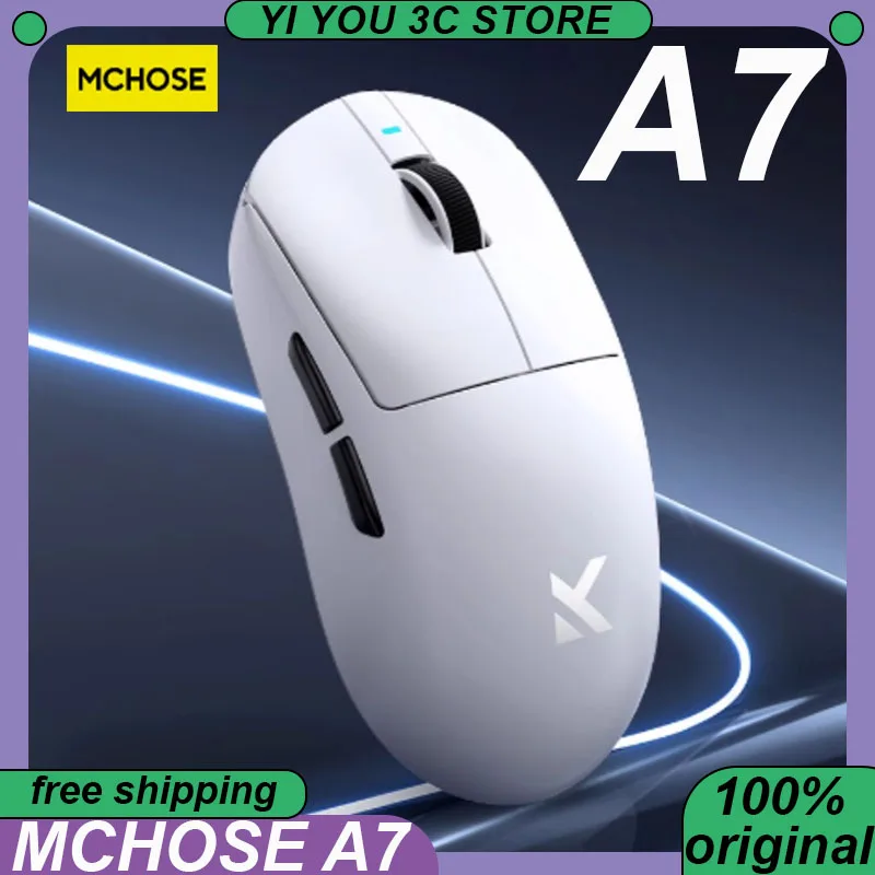 

MCHOSE A7 Esports Mouse Wireless Tri-mode Lightweight PAW3395 Low Delay 8K Custom PC Esports Laptop Gamer Mice PC Accessories