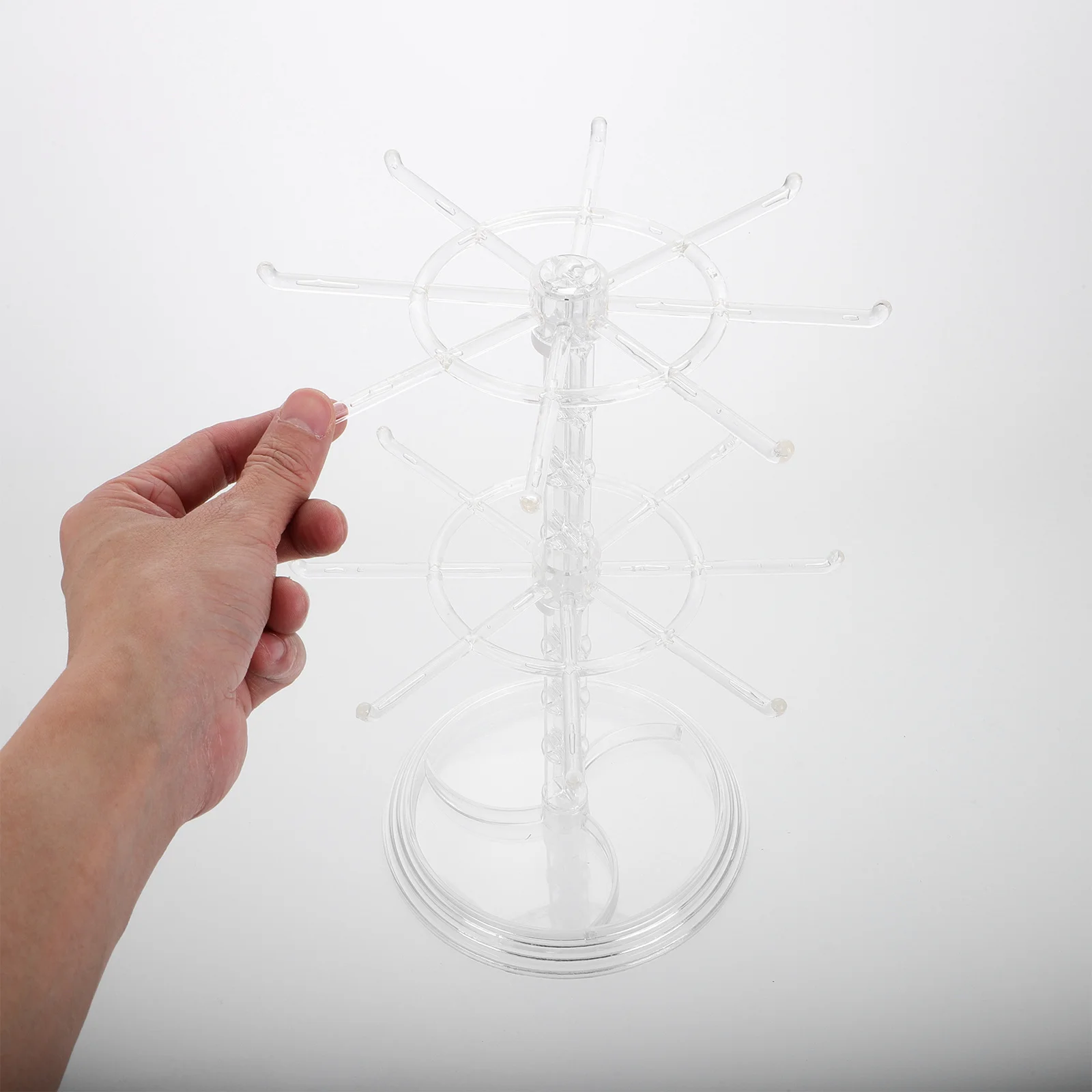 الدورية حامل سلسلة المفاتيح عرض 2 الطبقة السنانير الشفافة مجوهرات رف سوار المنظم إكسسوارات الشعر منظم سطح المكتب