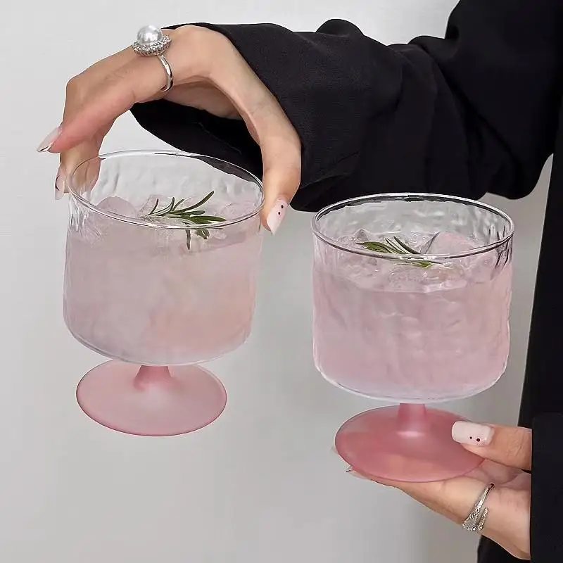 Creative Glass Drinkware Water Cup Latte Coffee Glass Cold Cups Cocktail Drinkware Juice Water Glass Ins Office Water Cups