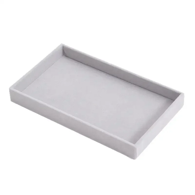 Velvet Jewelry Tray Display Case Portable Holder Earring Necklace Packaging Box Grey Beige Stackable Jewelry Organizer Boxes