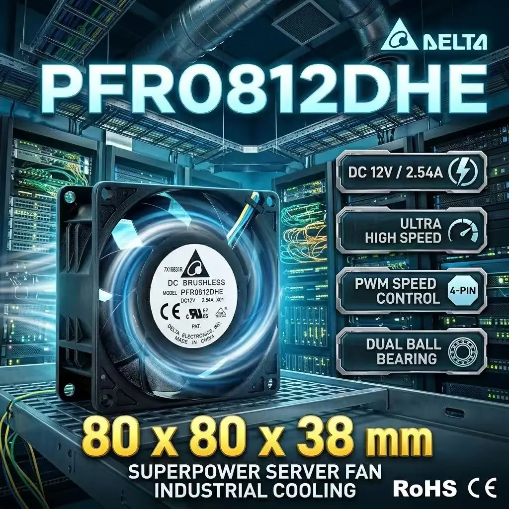 For DELTA PFR0812DHE X01 DC 12V 2.54A 8038 80x80x38mm 4-Wire PWM Dual Ball Bearing Violent Welder Server Inverter Cooling Fans