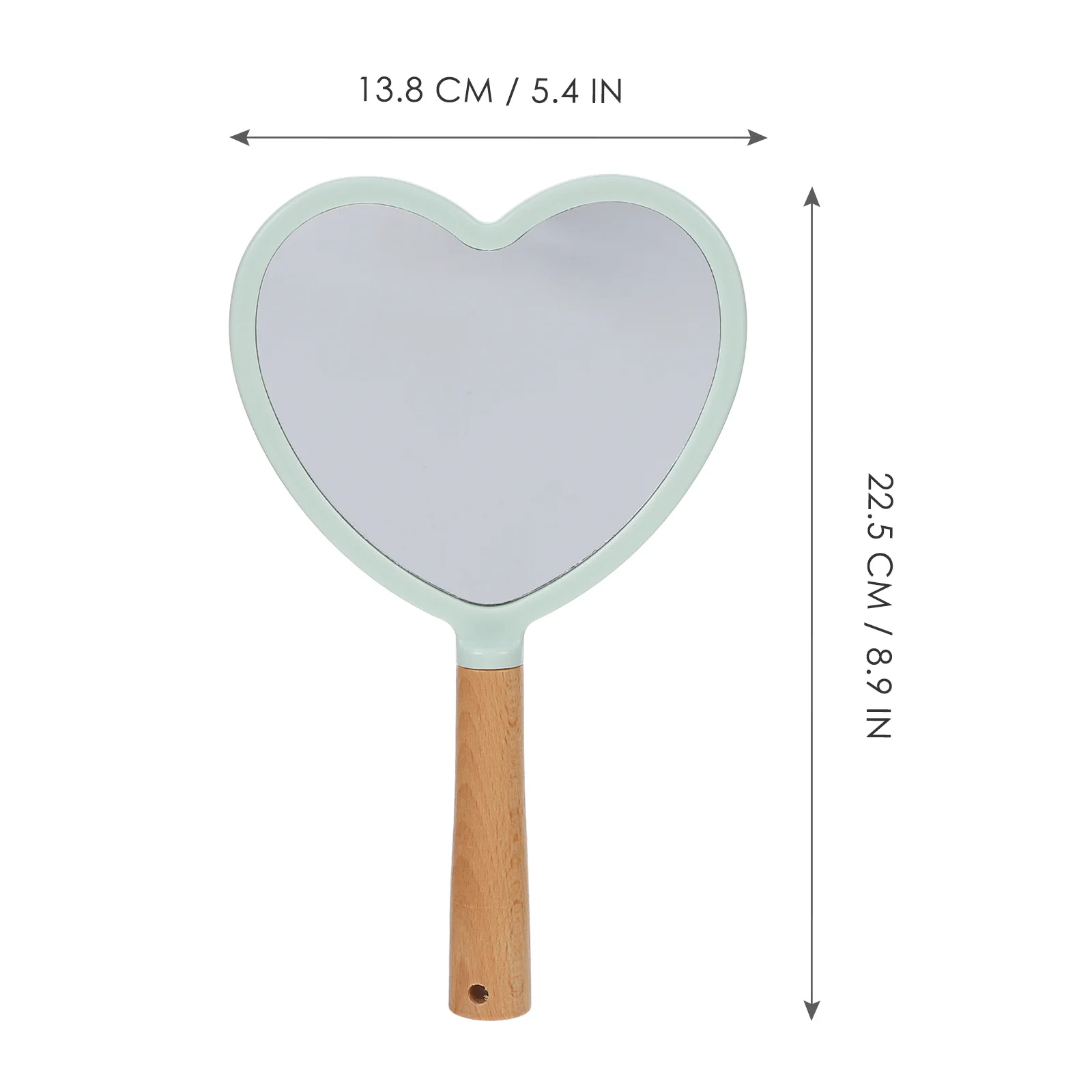 Green Heart Shape Mirror Handheld Makeup Beauty Mirror for Travel Salon Bedroom Bathroom Countertop Use