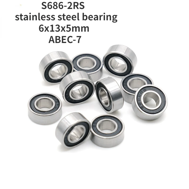 S686-2RS miniature stainless steel bearing 6x13x5mm deep groove ball bearing ABEC-7