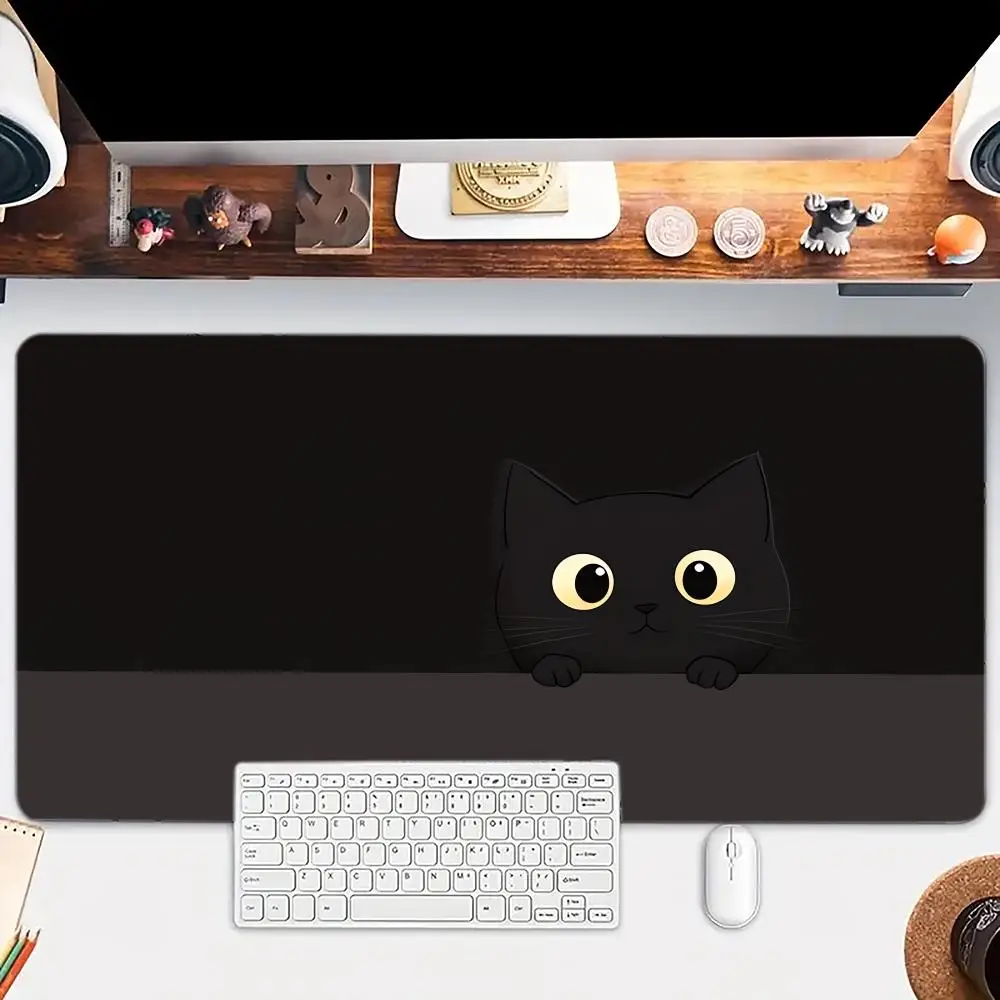 

Cute cartoon black cat Mouse Pad Large mouse pad, desk pad, anti slip base, washable for office and home use