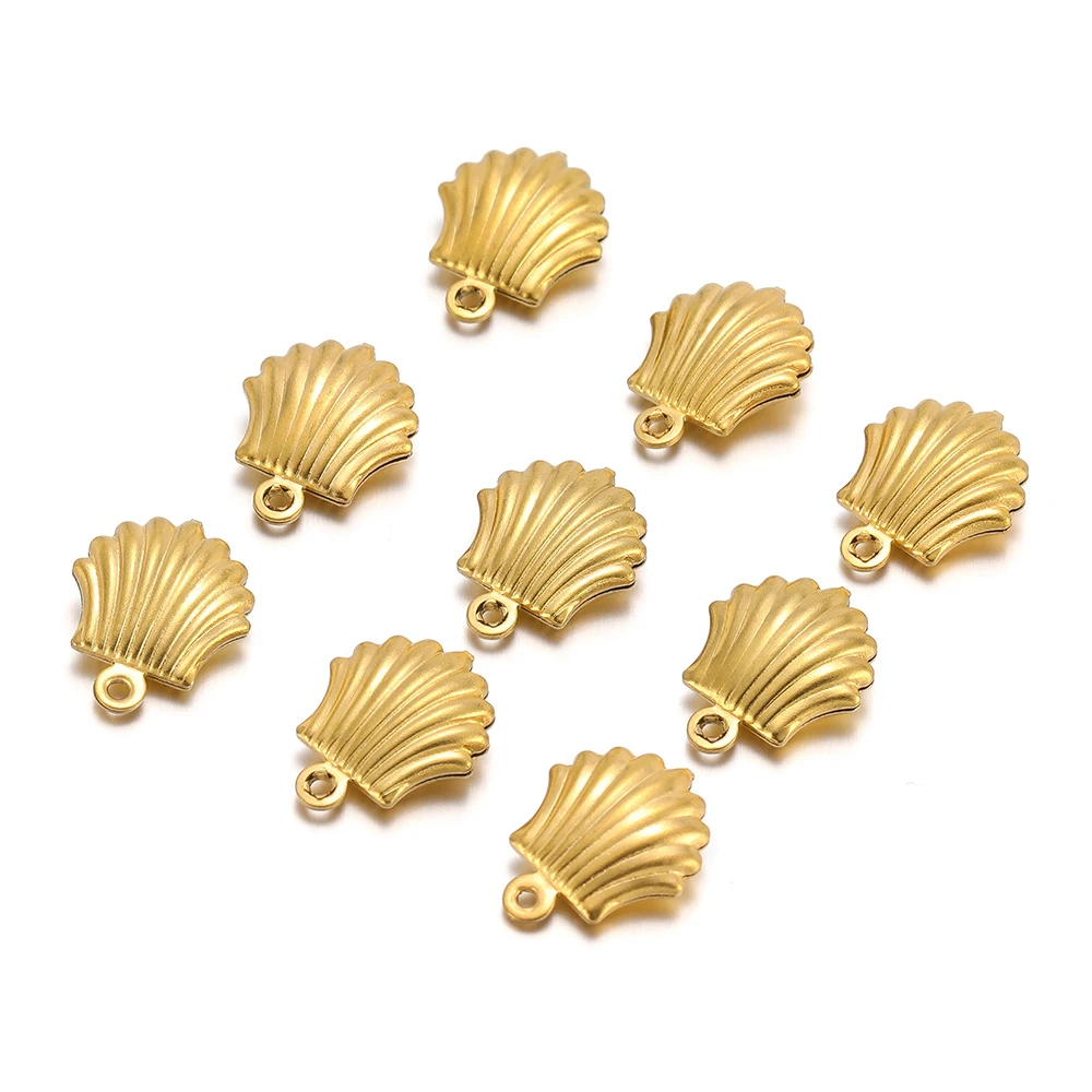 

20Pcs/lot 304 Stainless Steel Gold Shell Charms Fish Pendants for DIY Fashion Jewelry Making Children Earrings Necklace Supplies