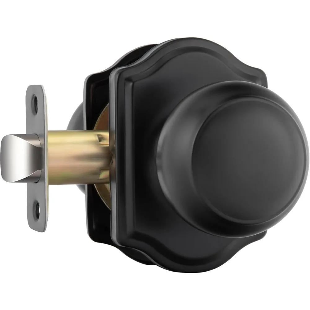 

Matte Black Passage Door Knobs, Closet Door Knobs Interior for Closet & Hallway, Black Closet Door Knob with Arched Plate 1 Pac