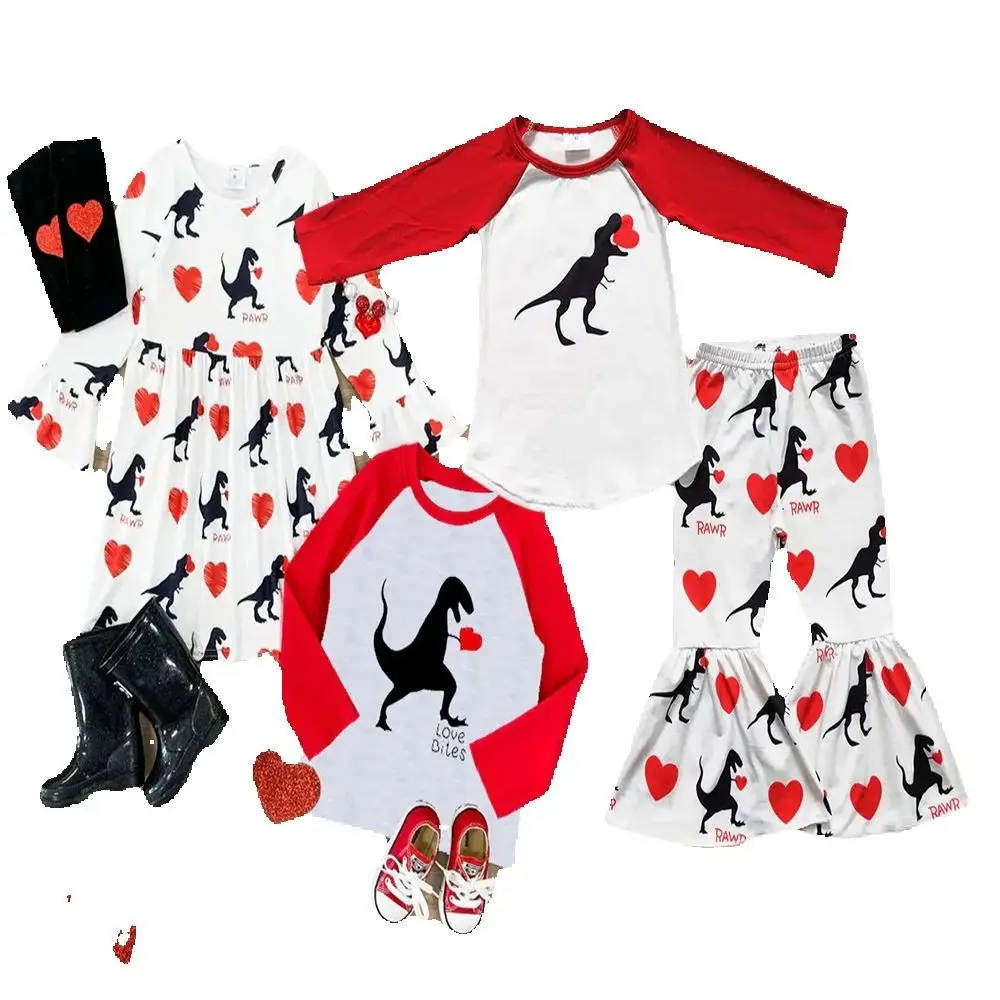 

Baby Girls Valentines Dinosaurs Sibling Designs Clothing Sets